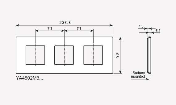 2+2+2 modules cover plate (code YA4802M3...)