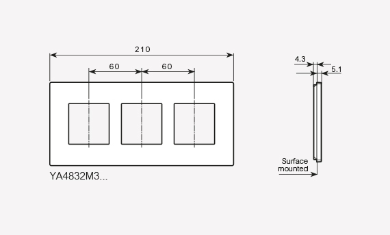 2+2+2 modules cover plate (code YA4832M3...)