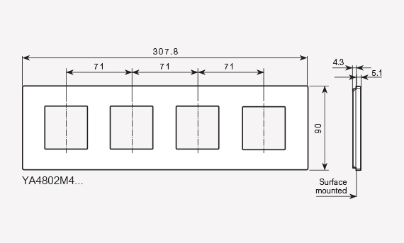 2+2+2+2 modules cover plate (code YA4802M4...)